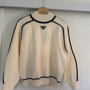 Cream Prada Sweater with Mid Turtleneck